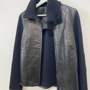 Identify 100% Leather Knit Fitted  Jacket with Mock Cowl Neck 🇨🇦 Made